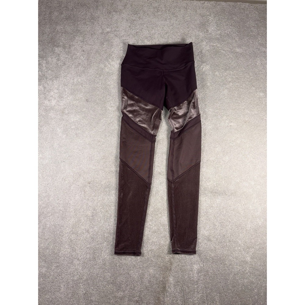 Alo Yoga Sheila High-Rise Velour-Panel Leggings Deep Purple Size M